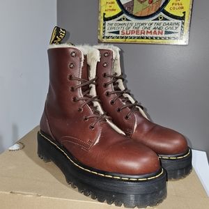 DR. MARTENS Jadon Abruzzo Faux Fur Lined Lug Sole Combat Boot, size wmn 9, men8